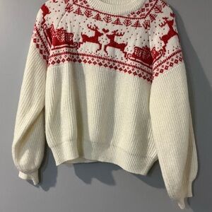 Forever 21 Red and White Reindeer Sweater
